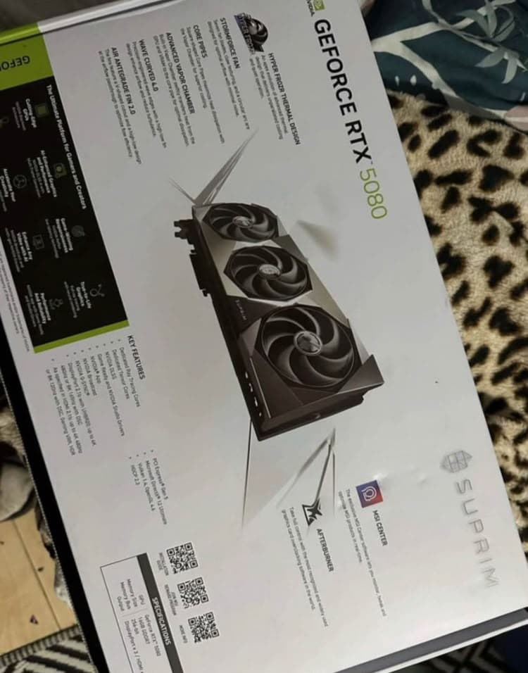Carte graphique MSI GeForce RTX 5080 SUPRIM 16 Go – Neuve - Image 1